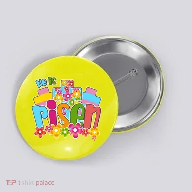 Easter He Is Risen Spring flowers Button