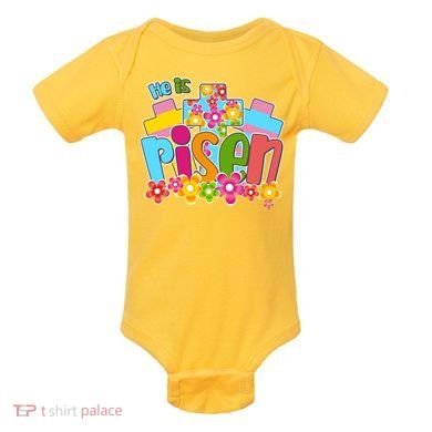 Easter He Is Risen Spring flowers Baby Bodysuit