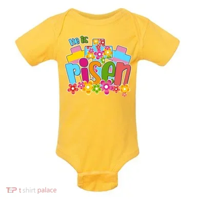 Easter He Is Risen Spring flowers Baby Bodysuit