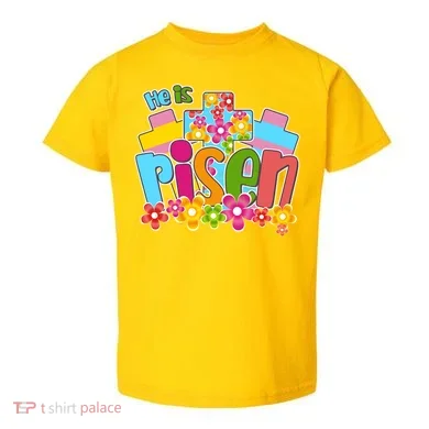 Easter He Is Risen Spring flowers Toddler T-Shirt