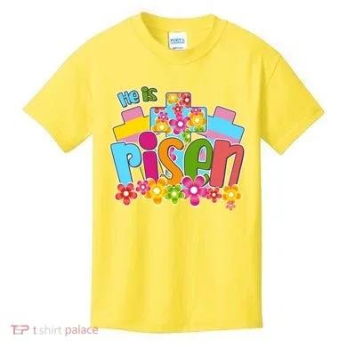 Easter He Is Risen Spring flowers Kids T-Shirt