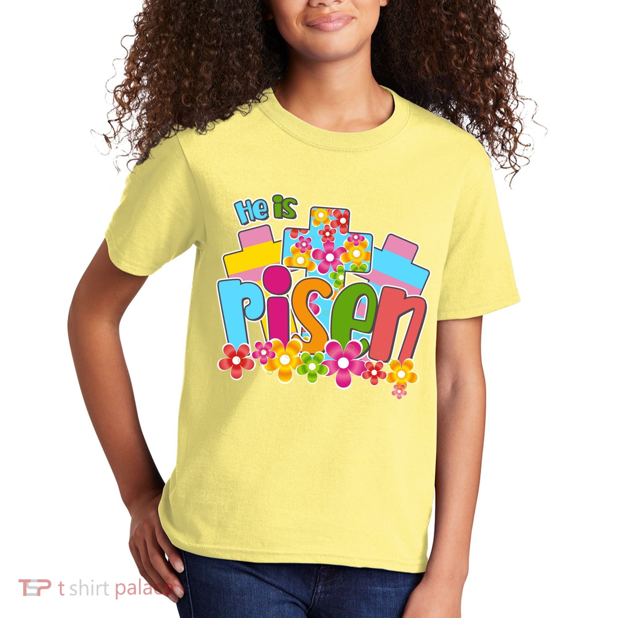 Easter He Is Risen Spring flowers Kids T-Shirt