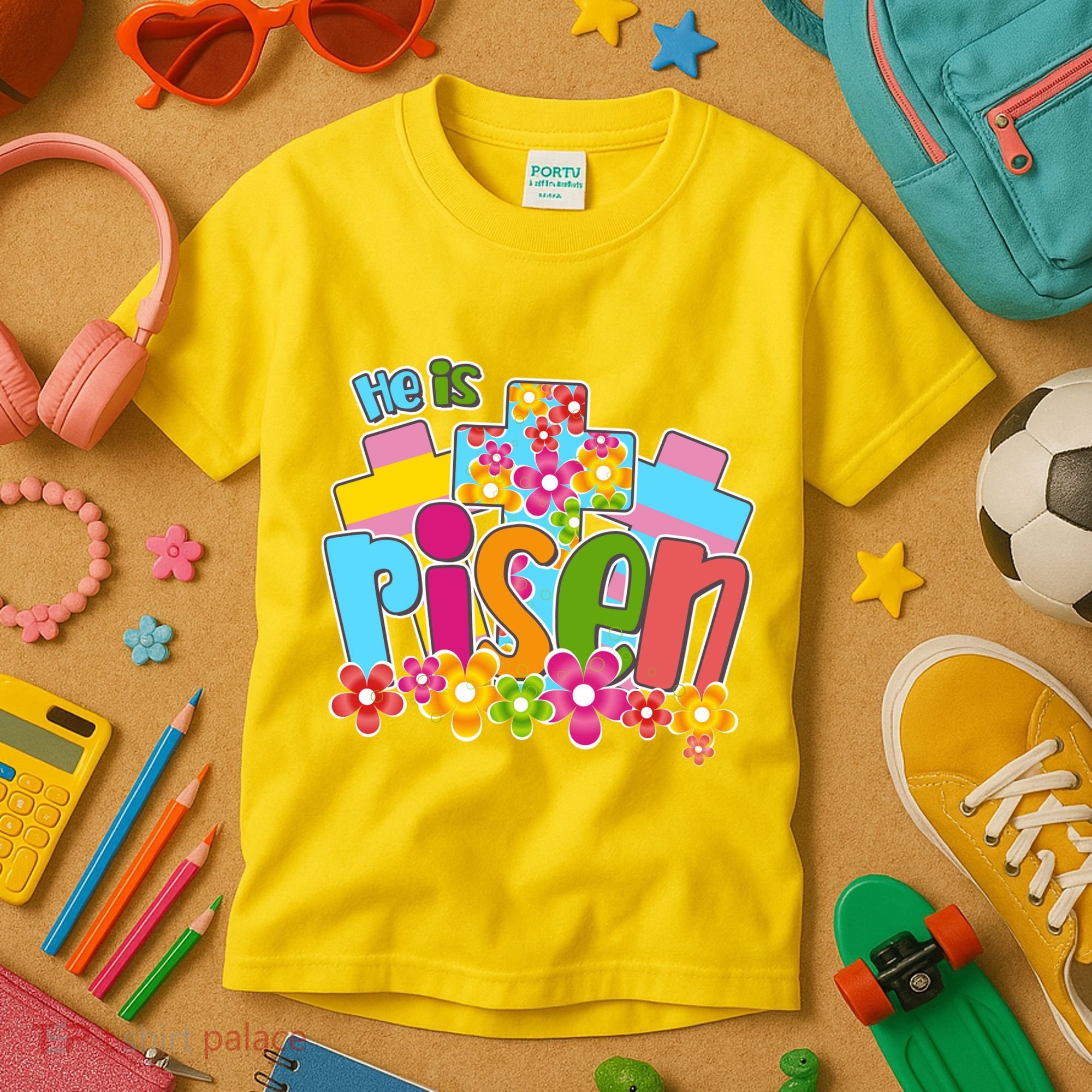 Easter He Is Risen Spring flowers Kids T-Shirt