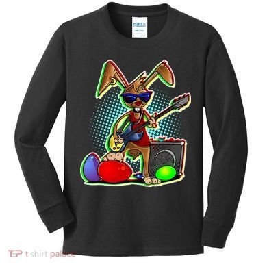 Easter Rock Bunny Kids Long Sleeve Shirt