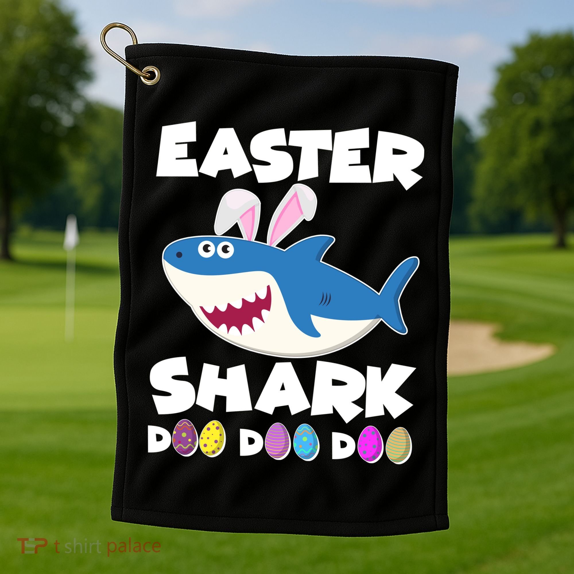 Easter Shark Doo Doo Doo Golf Towel