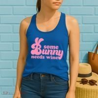 Easter Some Bunny Needs Wine Women's Tank Top thumb 2