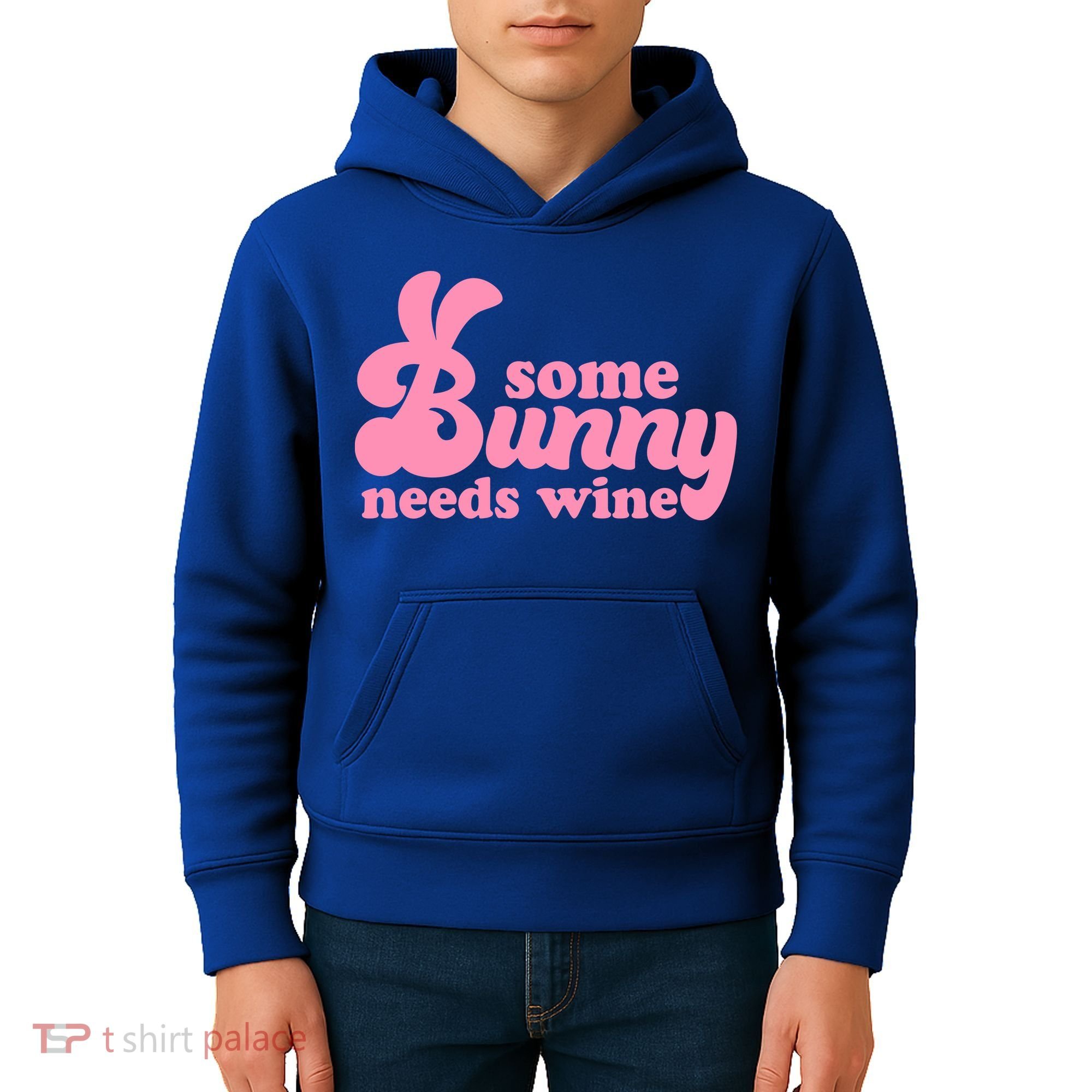 Easter Some Bunny Needs Wine Kids Hoodie