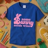 Easter Some Bunny Needs Wine Kids T-Shirt thumb 3