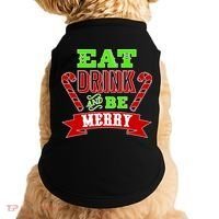 Eat Drink And Be Merry Christmas Doggie Tank thumb 0