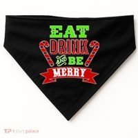 Eat Drink And Be Merry Christmas USA-Made Doggie Bandana thumb 0