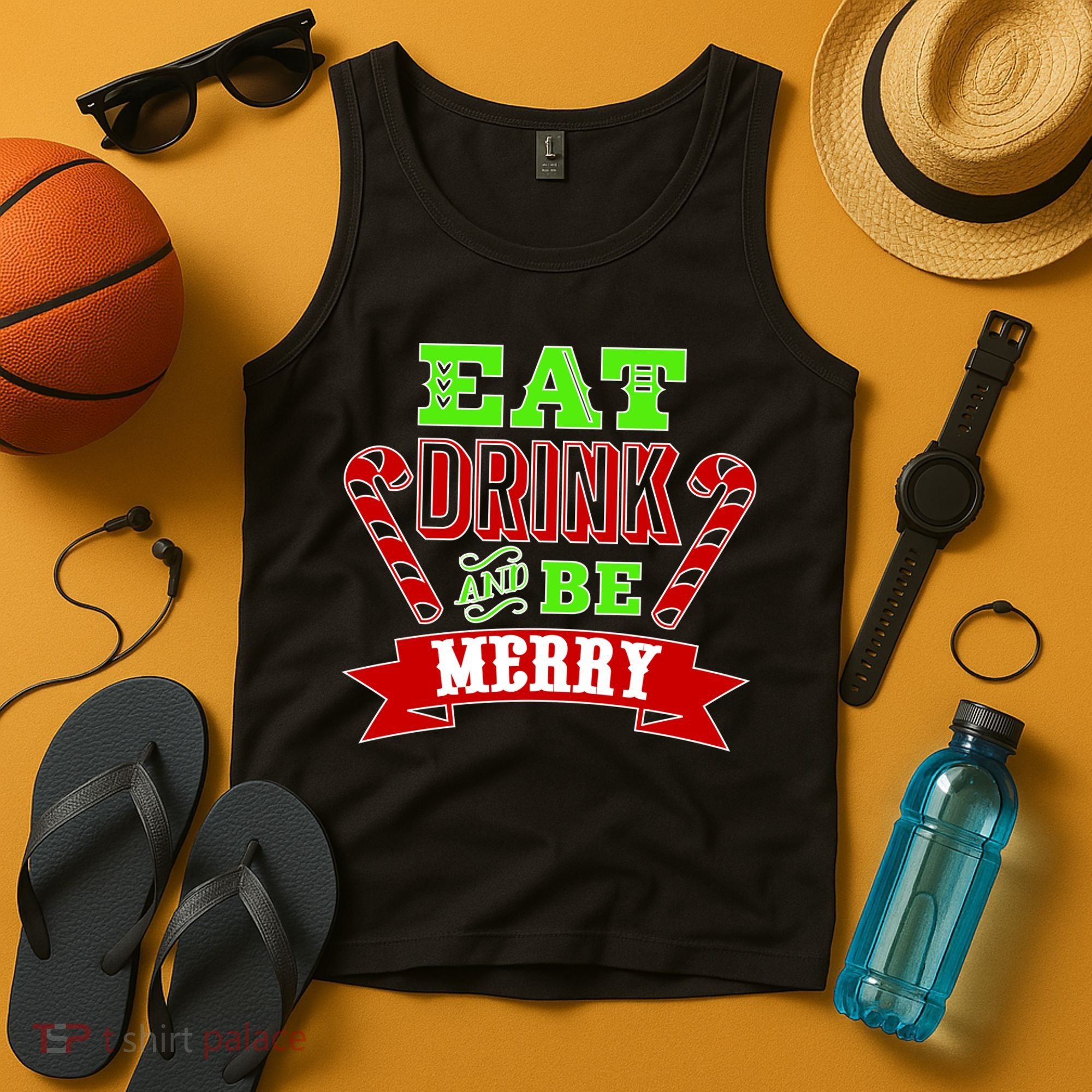 Eat Drink And Be Merry Christmas Tank Top