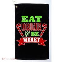 Eat Drink And Be Merry Christmas Golf Towel thumb 0