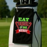 Eat Drink And Be Merry Christmas Golf Towel thumb 2
