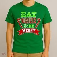 Eat Drink And Be Merry Christmas T-Shirt thumb 3