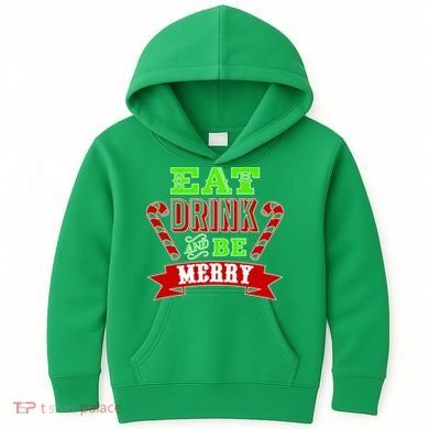 Eat Drink And Be Merry Christmas Kids Hoodie