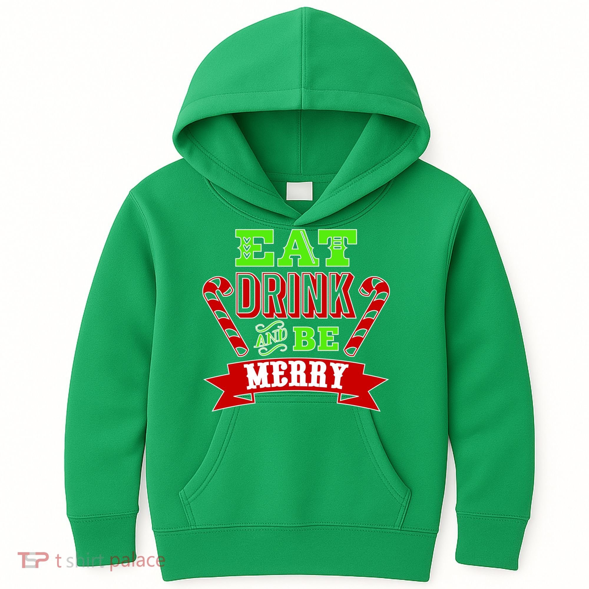 Eat Drink And Be Merry Christmas Kids Hoodie