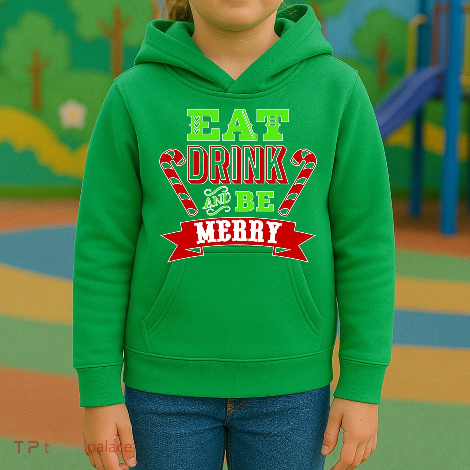 Eat Drink And Be Merry Christmas Kids Hoodie