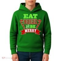 Eat Drink And Be Merry Christmas Kids Hoodie thumb 4