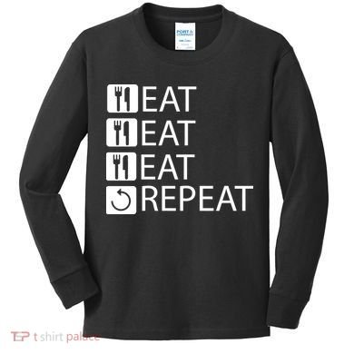 Eat Eat Eat Repeat Kids Long Sleeve Shirt