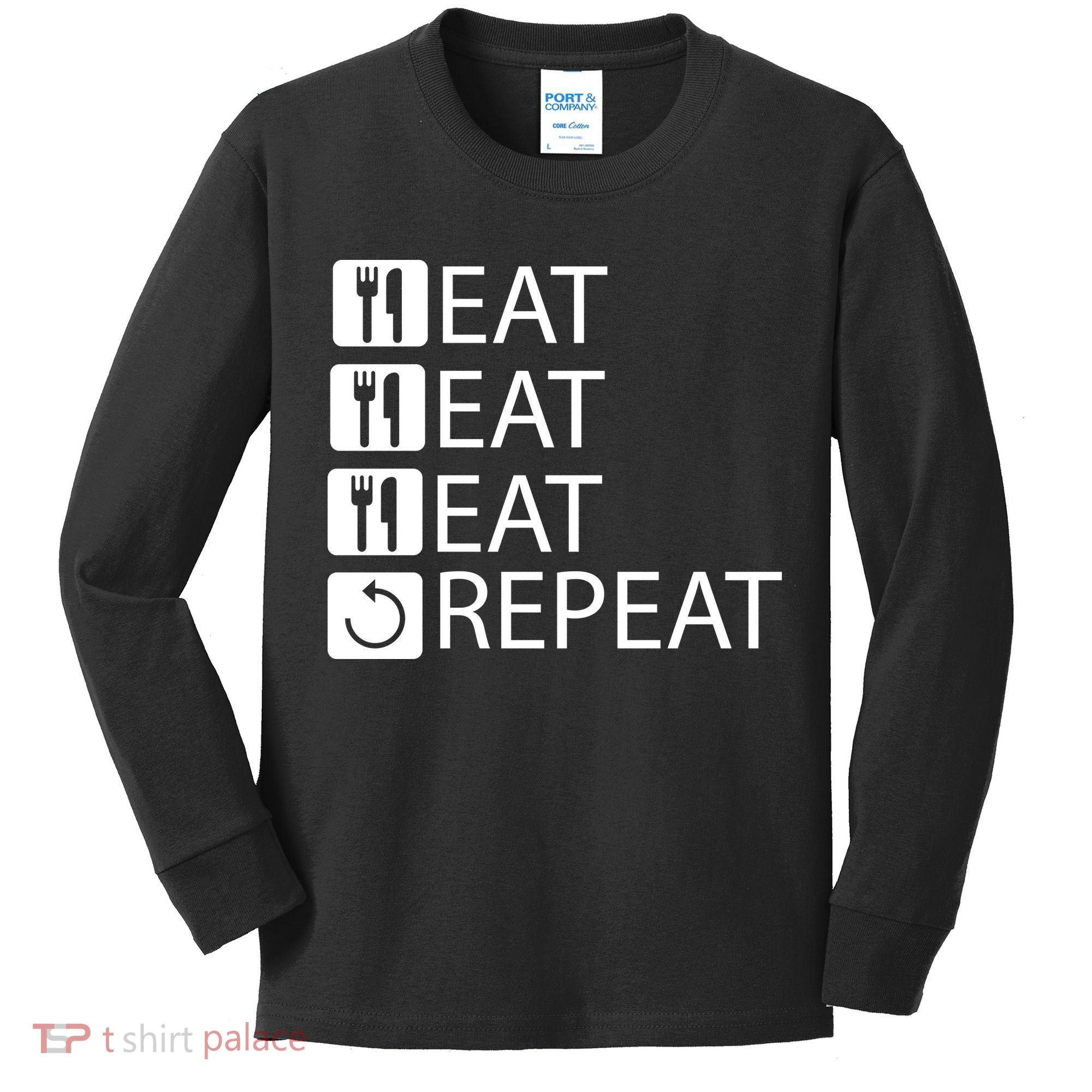 Eat Eat Eat Repeat Kids Long Sleeve Shirt