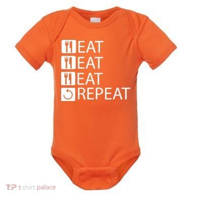 Eat Eat Eat Repeat Baby Bodysuit