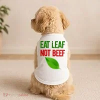 Eat Leaf Not Beef Funny Vegetarians Doggie Tank thumb 2