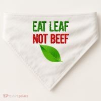 Eat Leaf Not Beef Funny Vegetarians USA-Made Doggie Bandana thumb 0