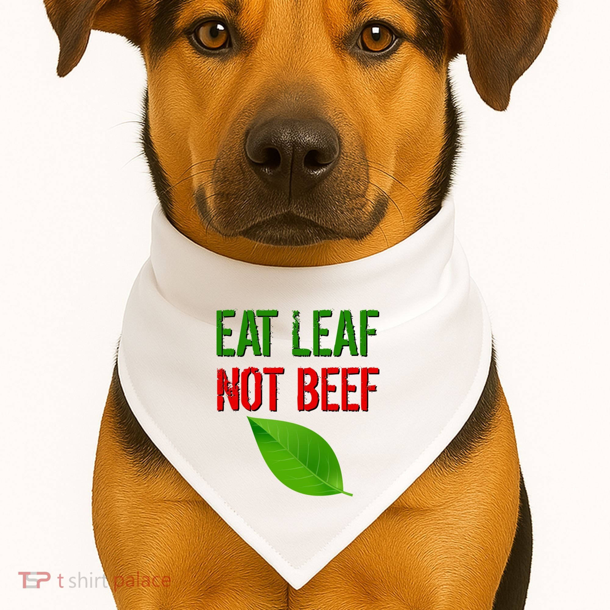 Eat Leaf Not Beef Funny Vegetarians USA-Made Doggie Bandana