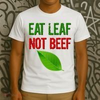 Eat Leaf Not Beef Funny Vegetarians T-Shirt thumb 3