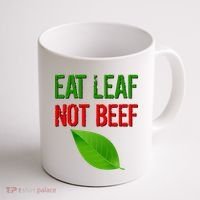 Eat Leaf Not Beef Funny Vegetarians Coffee Mug thumb 1