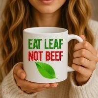 Eat Leaf Not Beef Funny Vegetarians Coffee Mug thumb 3