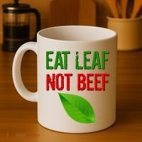 Eat Leaf Not Beef Funny Vegetarians Coffee Mug thumb 4