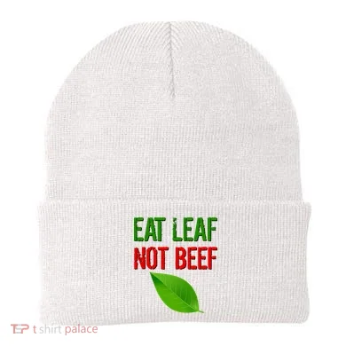 Eat Leaf Not Beef Funny Vegetarians Beanie