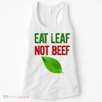 Eat Leaf Not Beef Funny Vegetarians Women's Tank Top thumb 0
