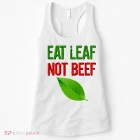 Eat Leaf Not Beef Funny Vegetarians Women's Tank Top thumb 0
