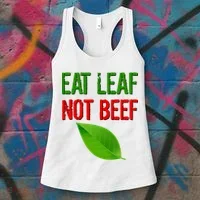 Eat Leaf Not Beef Funny Vegetarians Women's Tank Top thumb 3