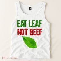Eat Leaf Not Beef Funny Vegetarians Tank Top thumb 2