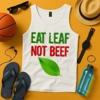 Eat Leaf Not Beef Funny Vegetarians Tank Top thumb 4