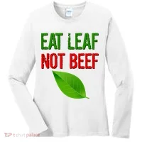 Eat Leaf Not Beef Funny Vegetarians Women's Long Sleeve Shirt thumb 0