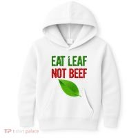Eat Leaf Not Beef Funny Vegetarians Kids Hoodie thumb 0