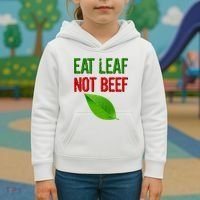 Eat Leaf Not Beef Funny Vegetarians Kids Hoodie thumb 3