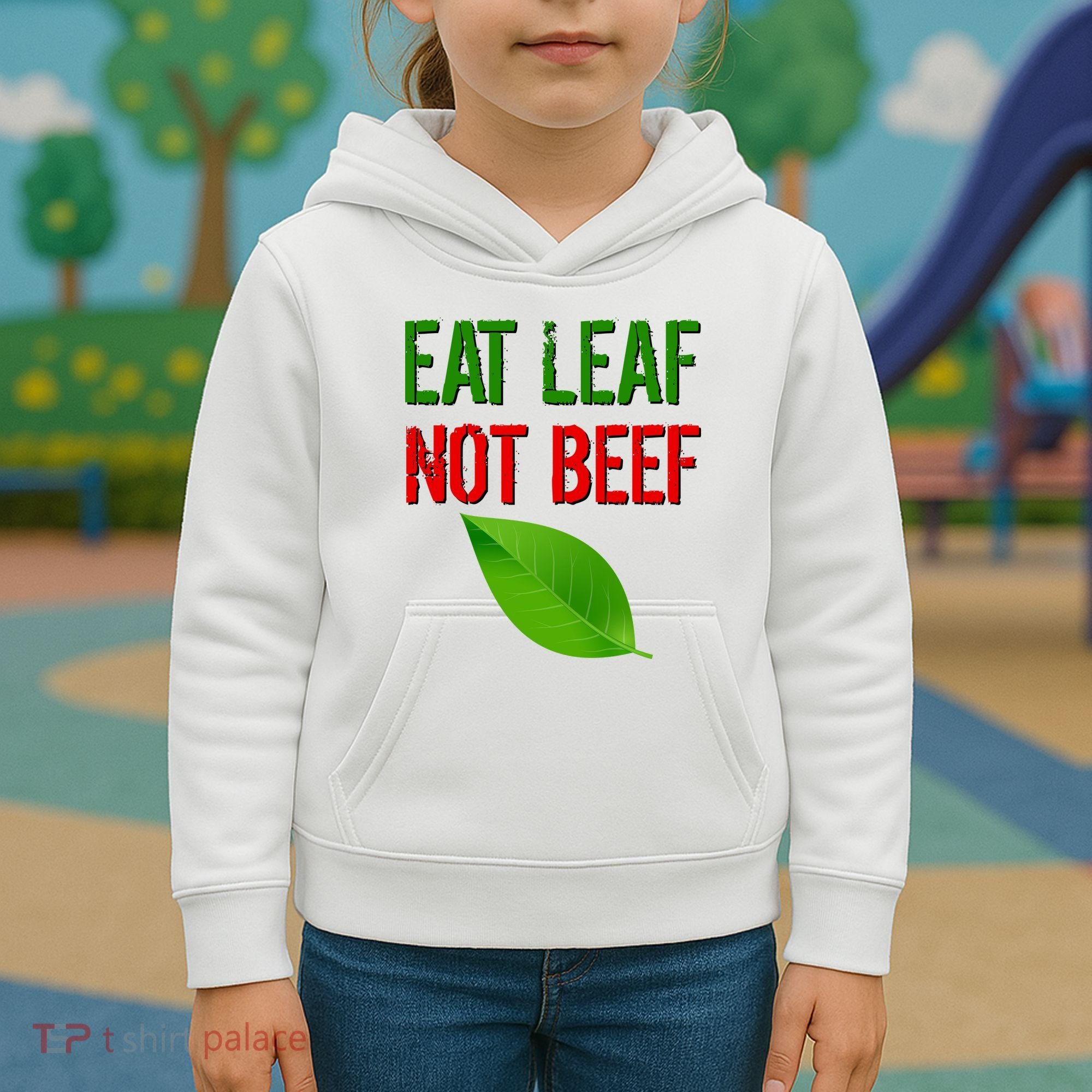 Eat Leaf Not Beef Funny Vegetarians Kids Hoodie