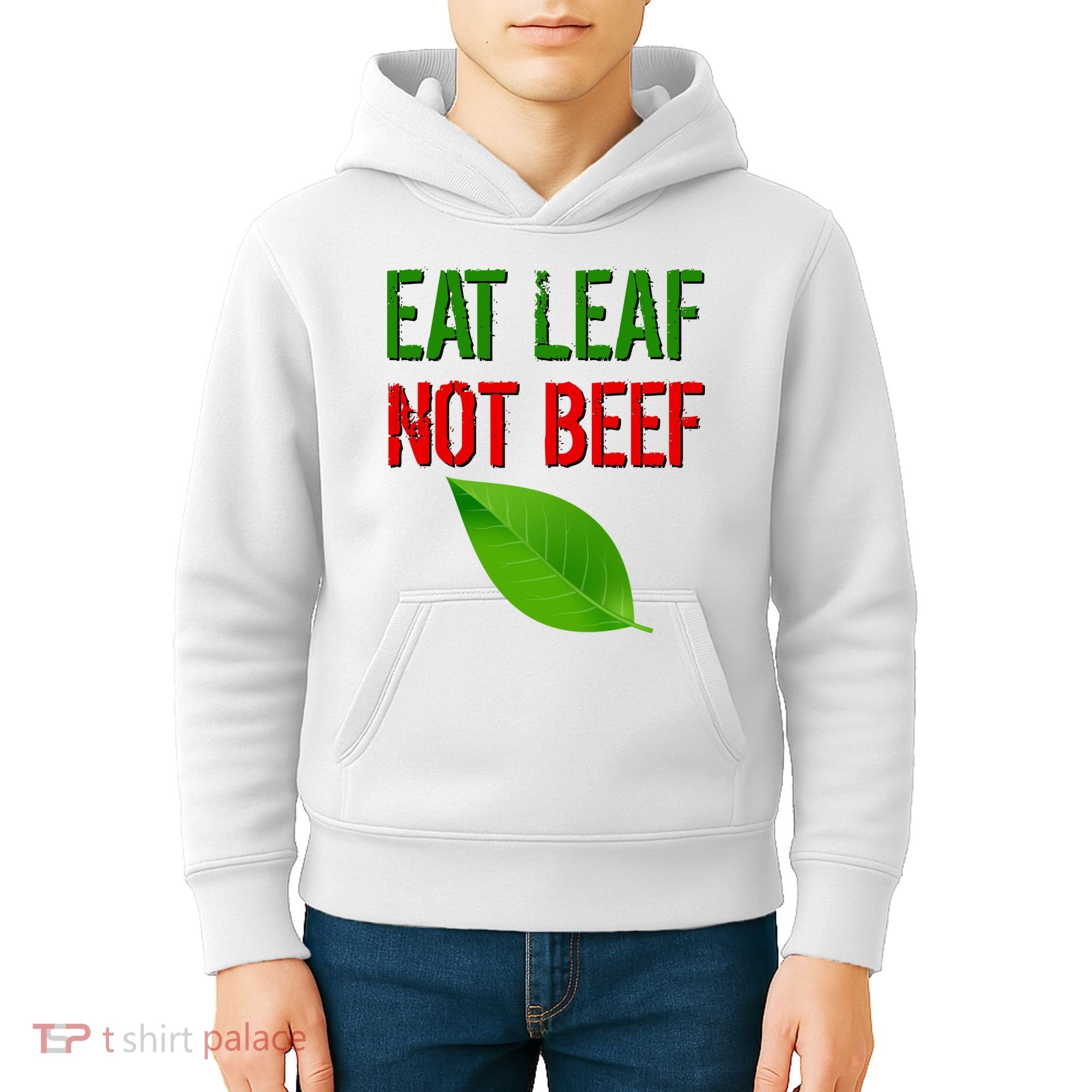 Eat Leaf Not Beef Funny Vegetarians Kids Hoodie