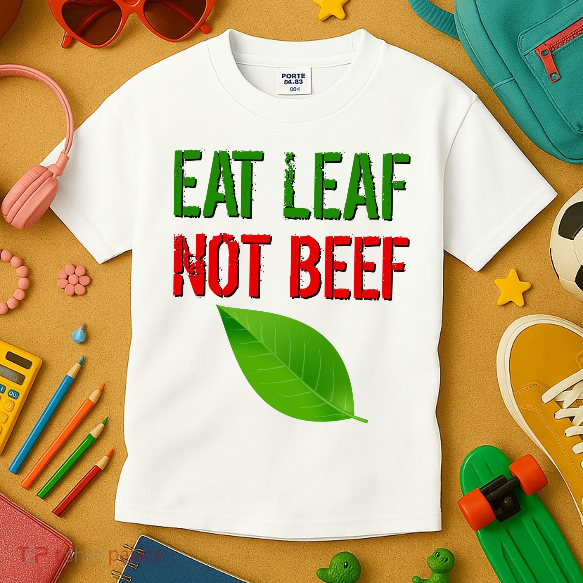 Eat Leaf Not Beef Funny Vegetarians Kids T-Shirt