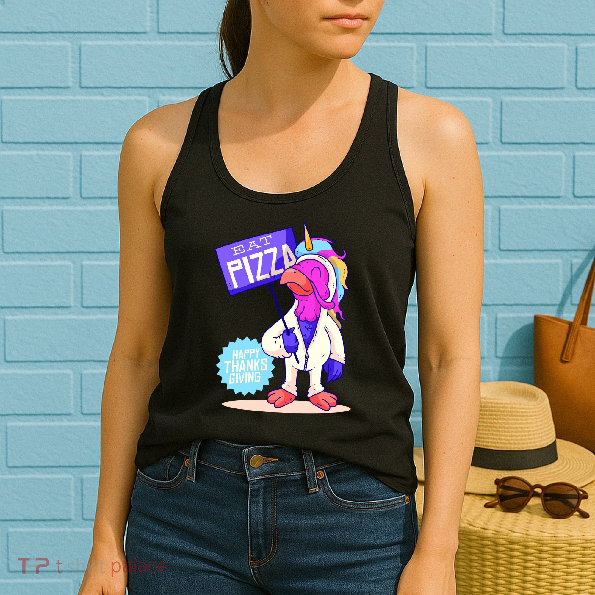 Eat Pizza Funny Happy Thanksgiving Women's Tank Top