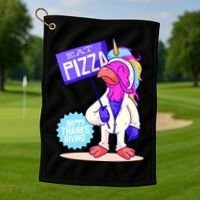 Eat Pizza Funny Happy Thanksgiving Golf Towel thumb 1