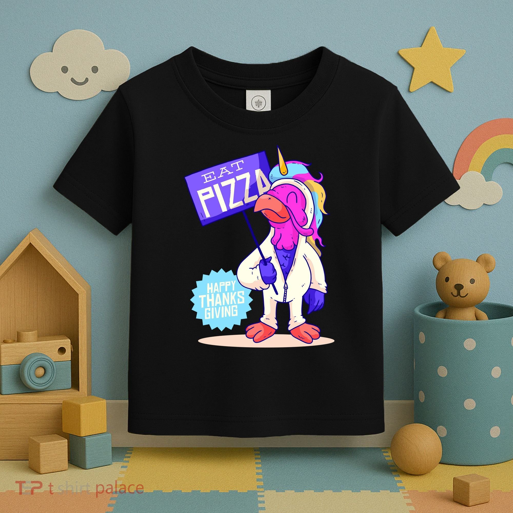 Eat Pizza Funny Happy Thanksgiving Toddler T-Shirt
