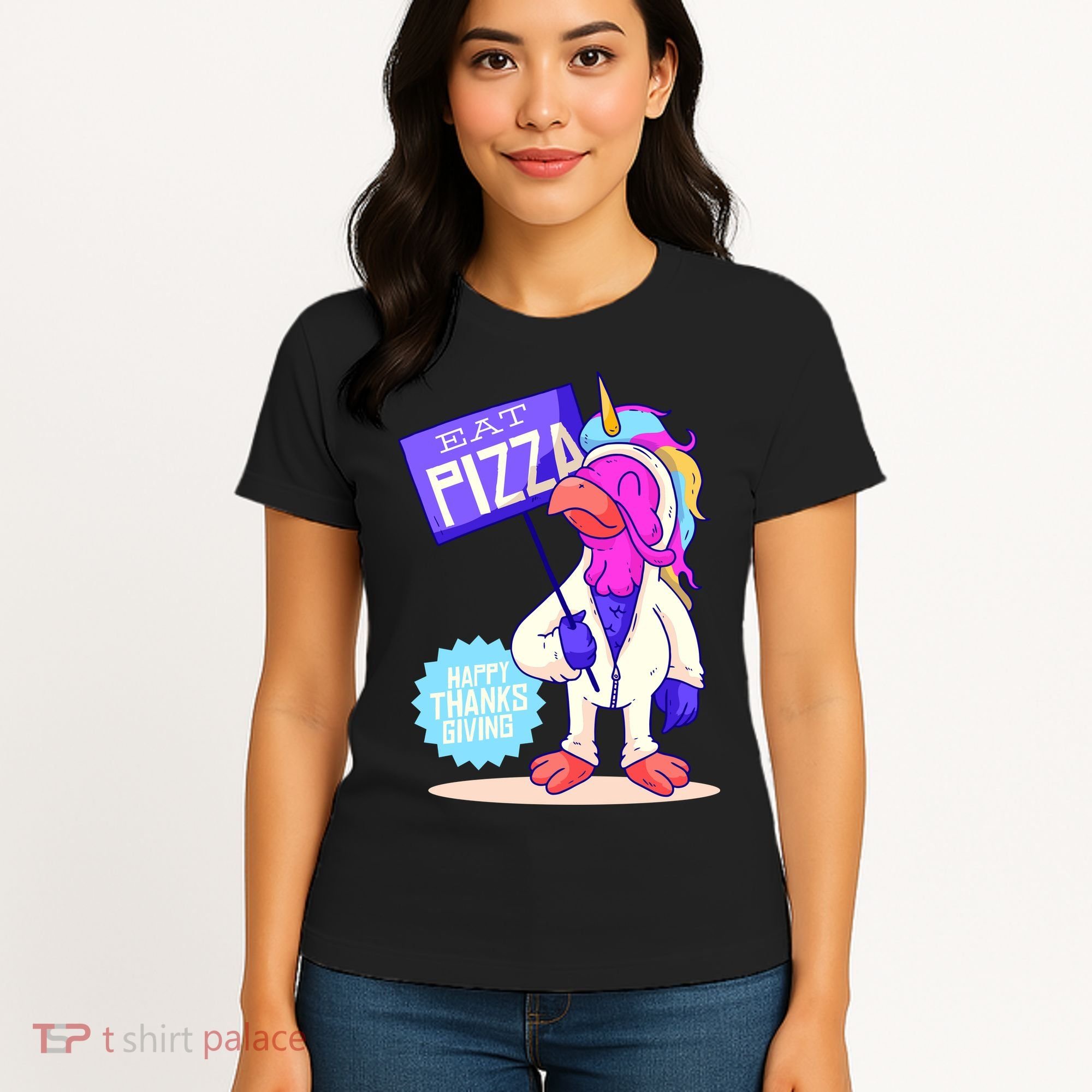 Eat Pizza Funny Happy Thanksgiving Women's T-Shirt