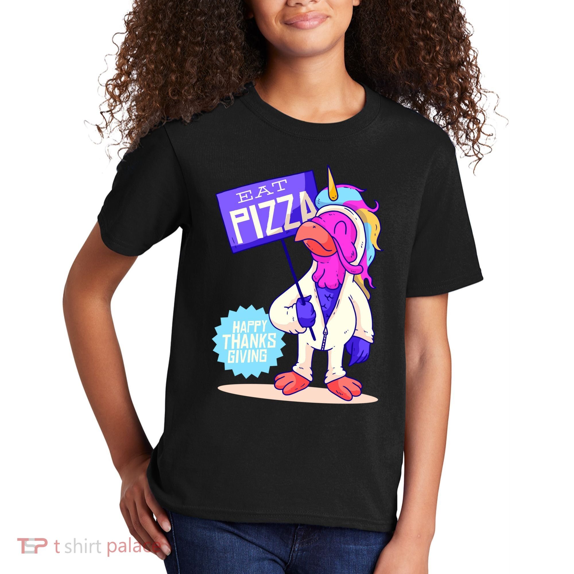 Eat Pizza Funny Happy Thanksgiving Kids T-Shirt