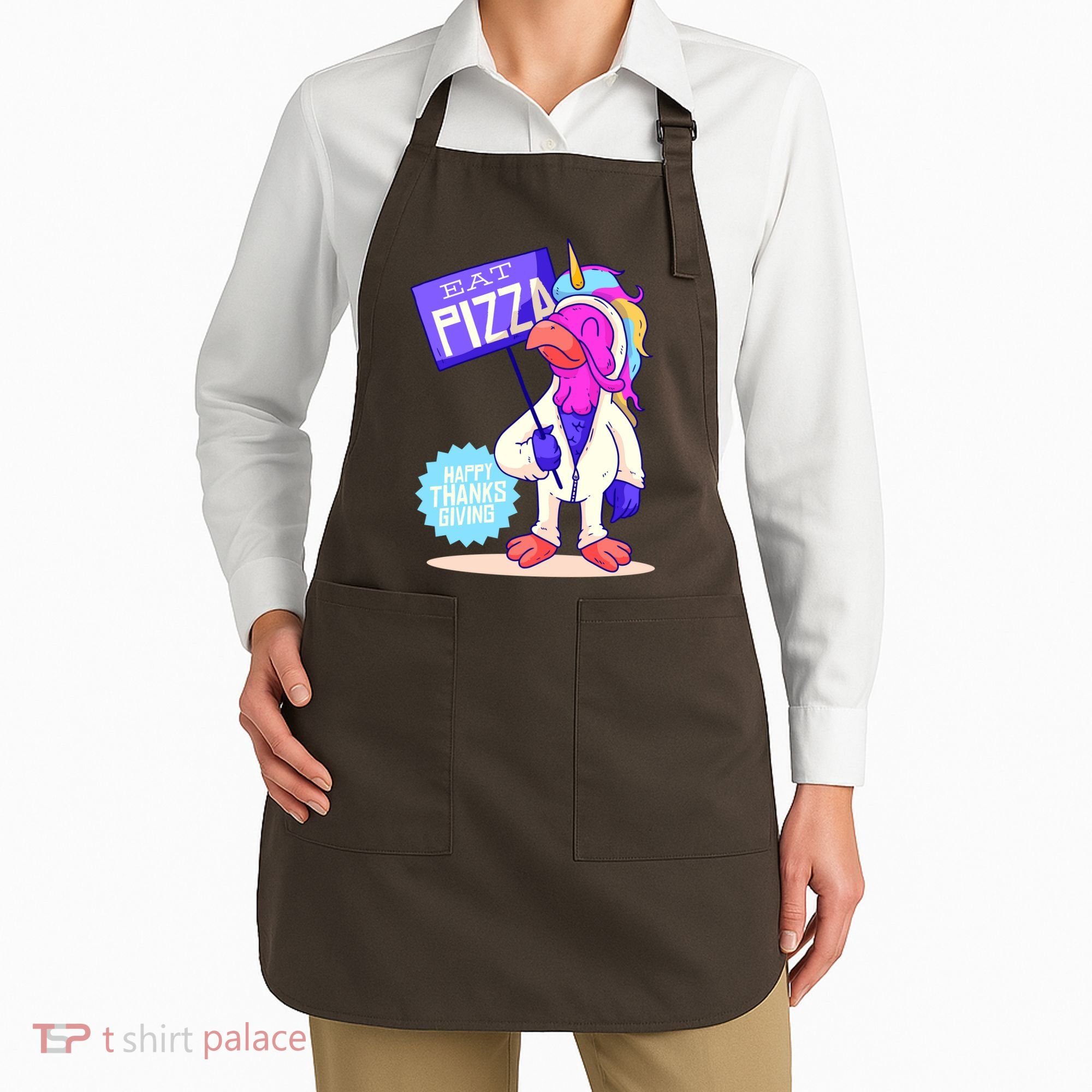 Eat Pizza Funny Happy Thanksgiving Apron